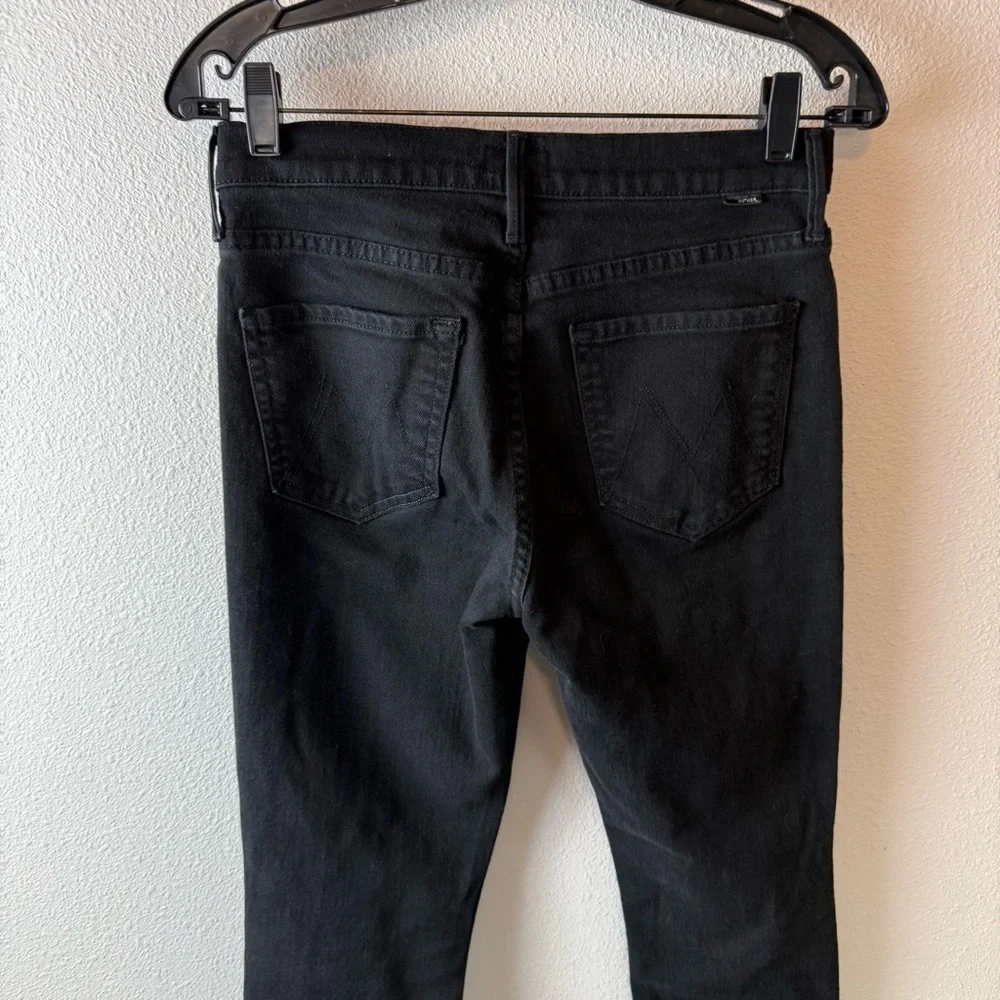 MOTHER Denim The Rascal Ankle Fray Straight Leg Jeans Pitch Black Women’s 28 - Picture 9 of 15